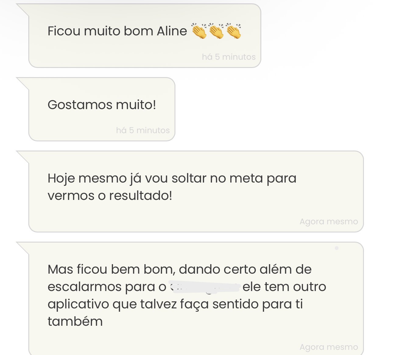 Mensagens elogiando o conteúdo e demonstrando interesse em novos projetos
