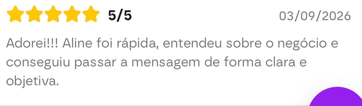 Avaliação de cinco estrelas elogiando a rapidez e a clareza do conteúdo para Sloto